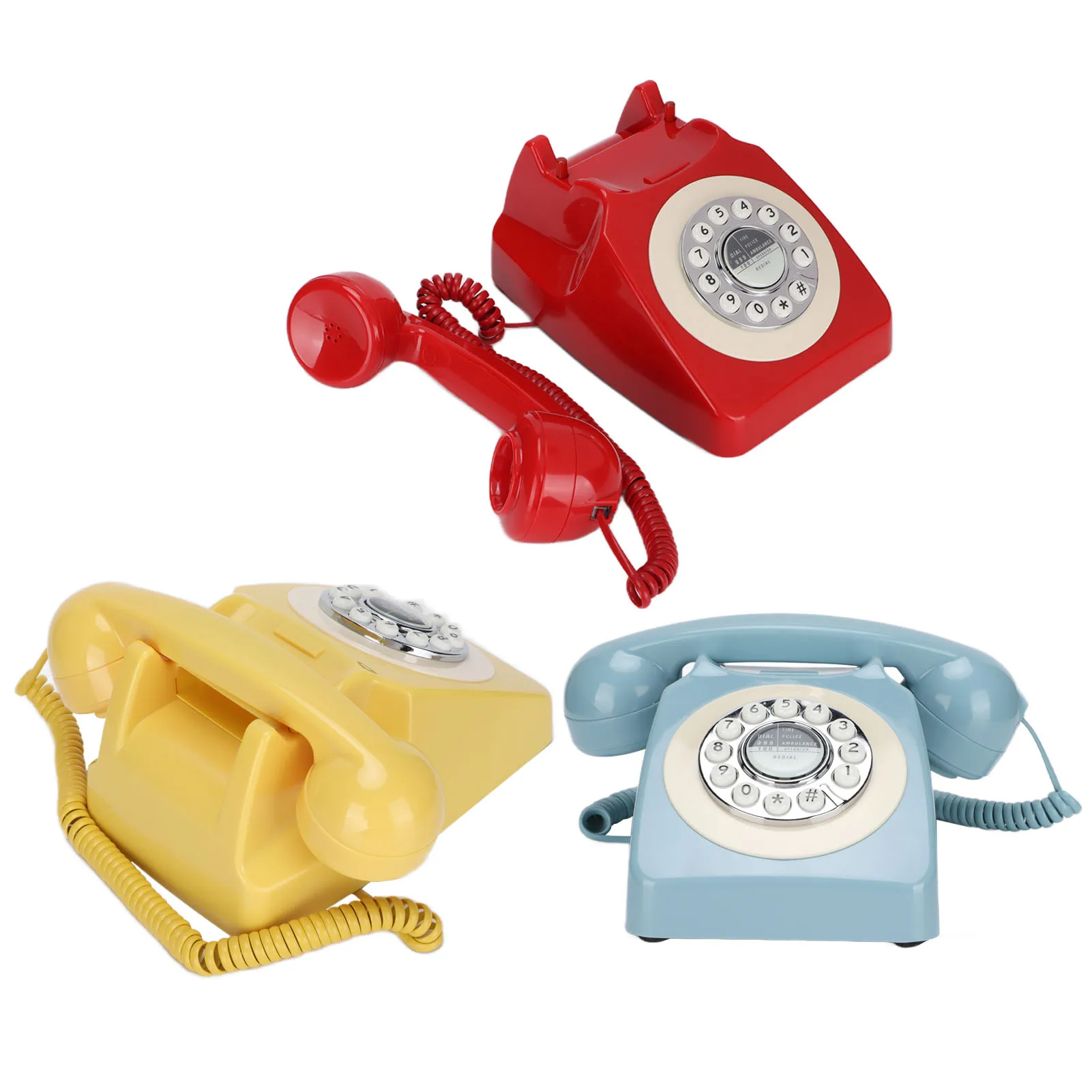 Retro Corded Home Phone Classic Vintage Old Wired Landline Phone for Office Cafe Bar Decoration