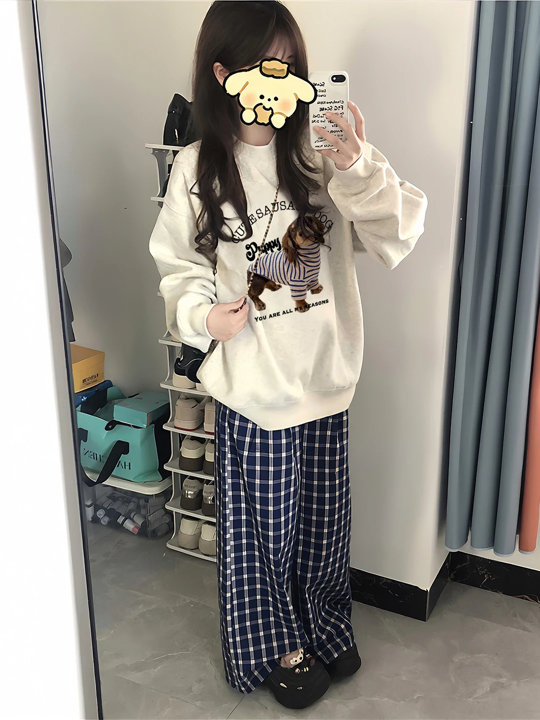 

Женская утепленная толстовка с круглым вырезом и подкладкой из флиса, зимняя, белая, в корейском стиле, высокого качества, с принтом собаки, повседневный топ