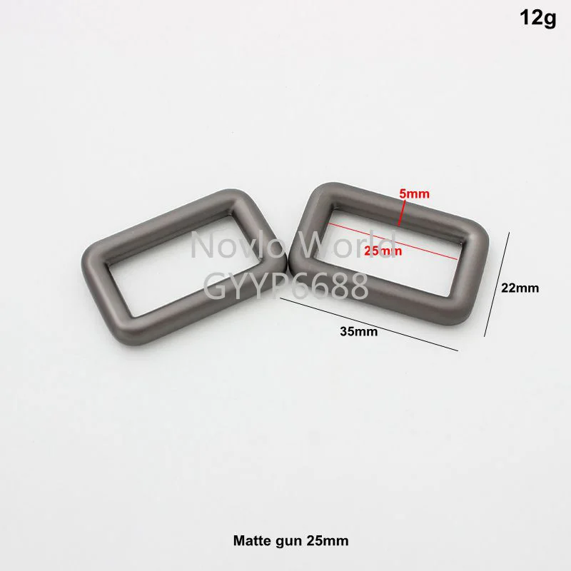 10-30-100 pieces 5 size 19-25-31-39-50mm matte gun black die-casting metal rectangle buckle for chain bag rectangle ring