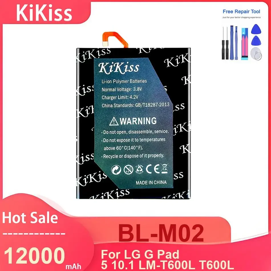 

KiKiss Tablet Battery For LG G Pad 5 10.1 LM-T600L T600L ,BL-M02 12000mAh Batteries ,with Tools