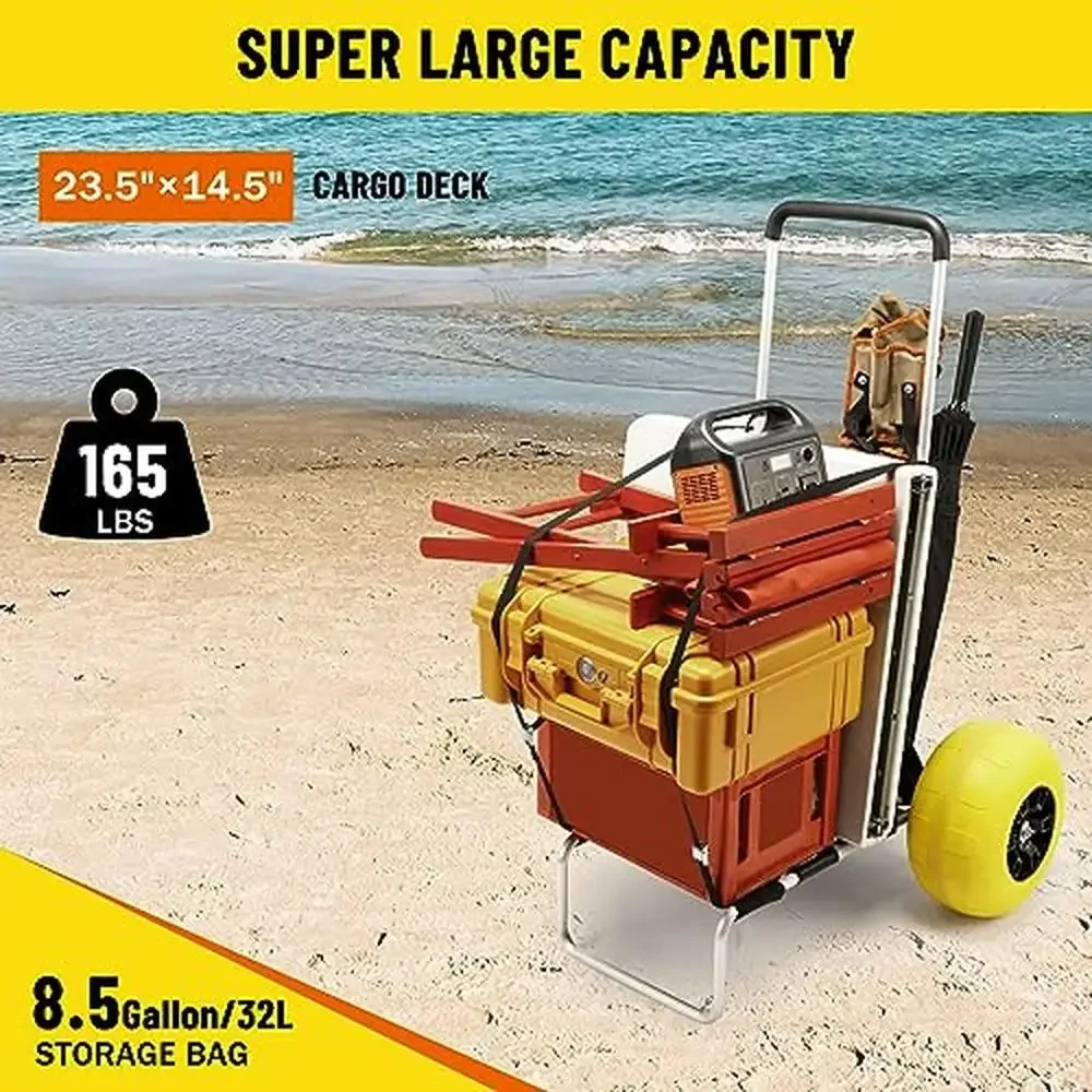 Beach Fishing Cart 165LBS Capacity Folding Wagon 13