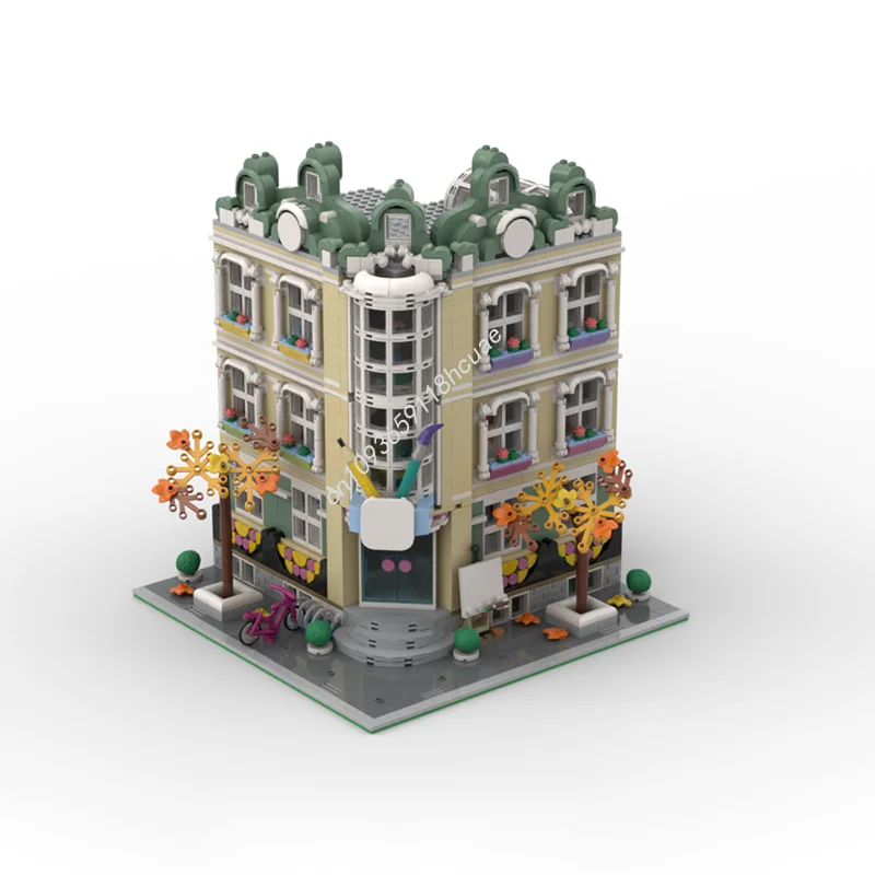 2264개 MOC 모듈러 아트 스쿨 코너 모델 블록 건축 장난감 조립 DIY 아이디어 브릭 크리스마스 선물 생일 선물