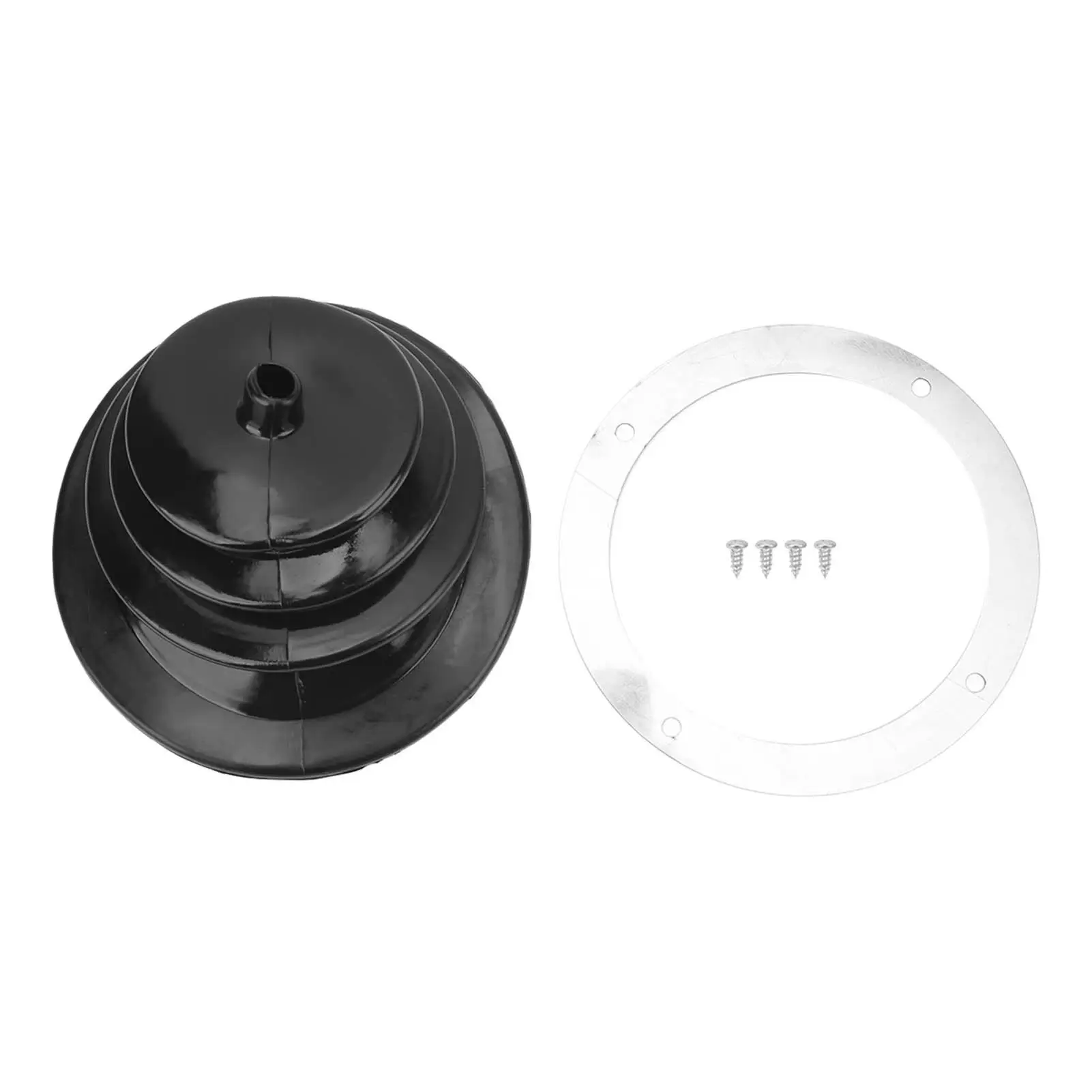 1651 5.25in Shifter Boot Rubber Easy Clean Universal Black Round Boot with Chrome for automotive