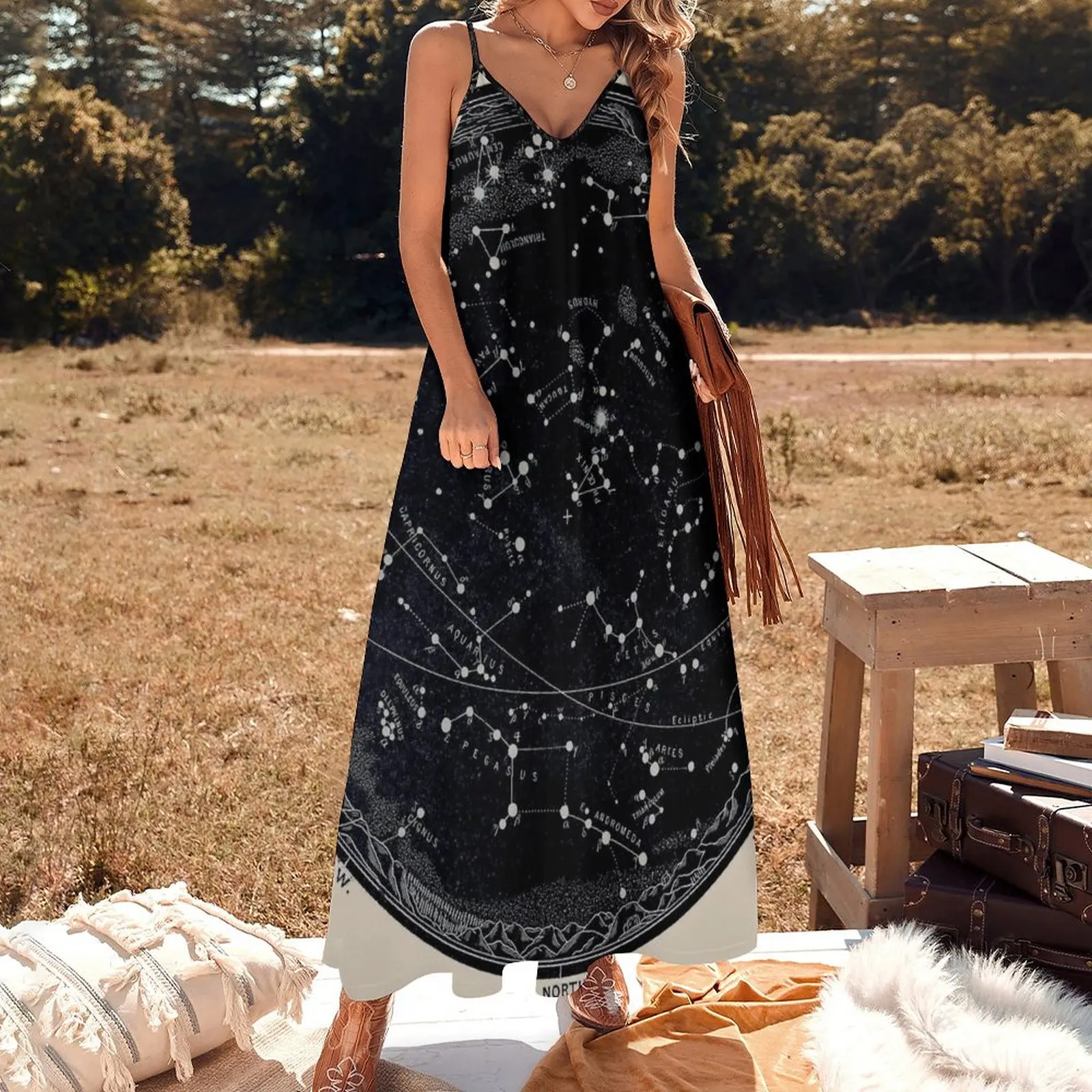 CONSTELLATION : Vintage 1963 Star Map Print Sleeveless Dress women's summer dress 2023 Casual dresses