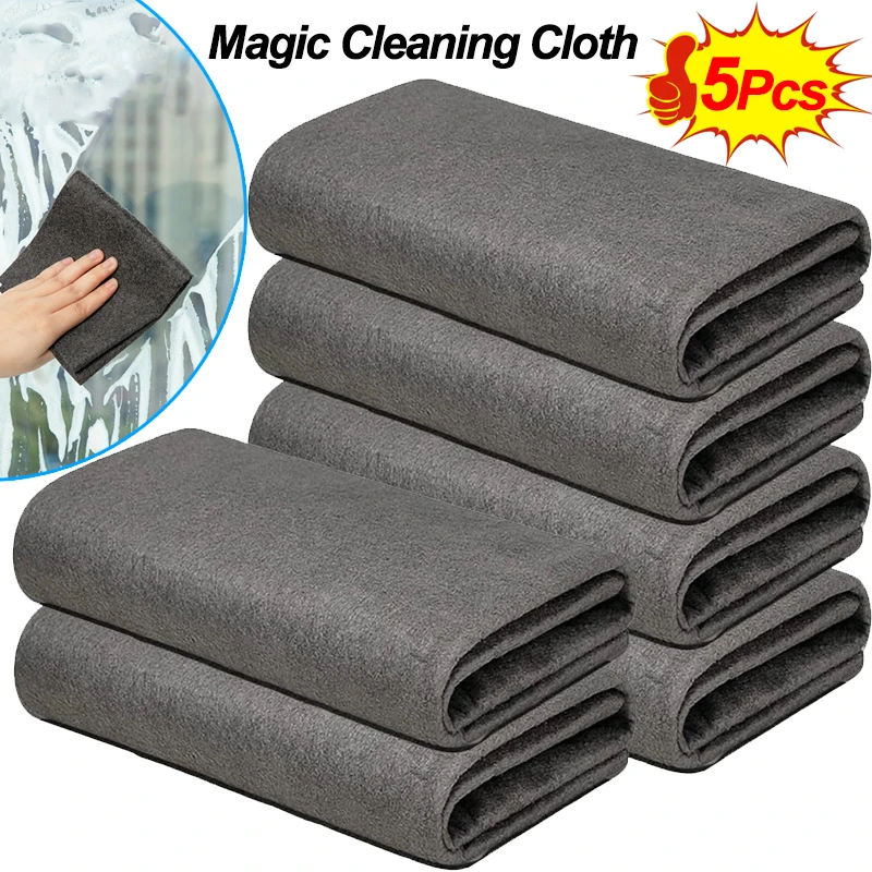 1/5Pcs Magic Cleaning Cloth Thickened No Watermark Washing Glass Wipe Rags Auto Window Mirror Cleaning Cloth Kitchen Towel Rag