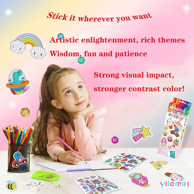 Kit de pegatinas de pintura de diamantes 5D de gemas de buena calidad para niños, herramientas de pintura hechas a mano, lindos juguetes de manualidades artísticas para niños, regalos