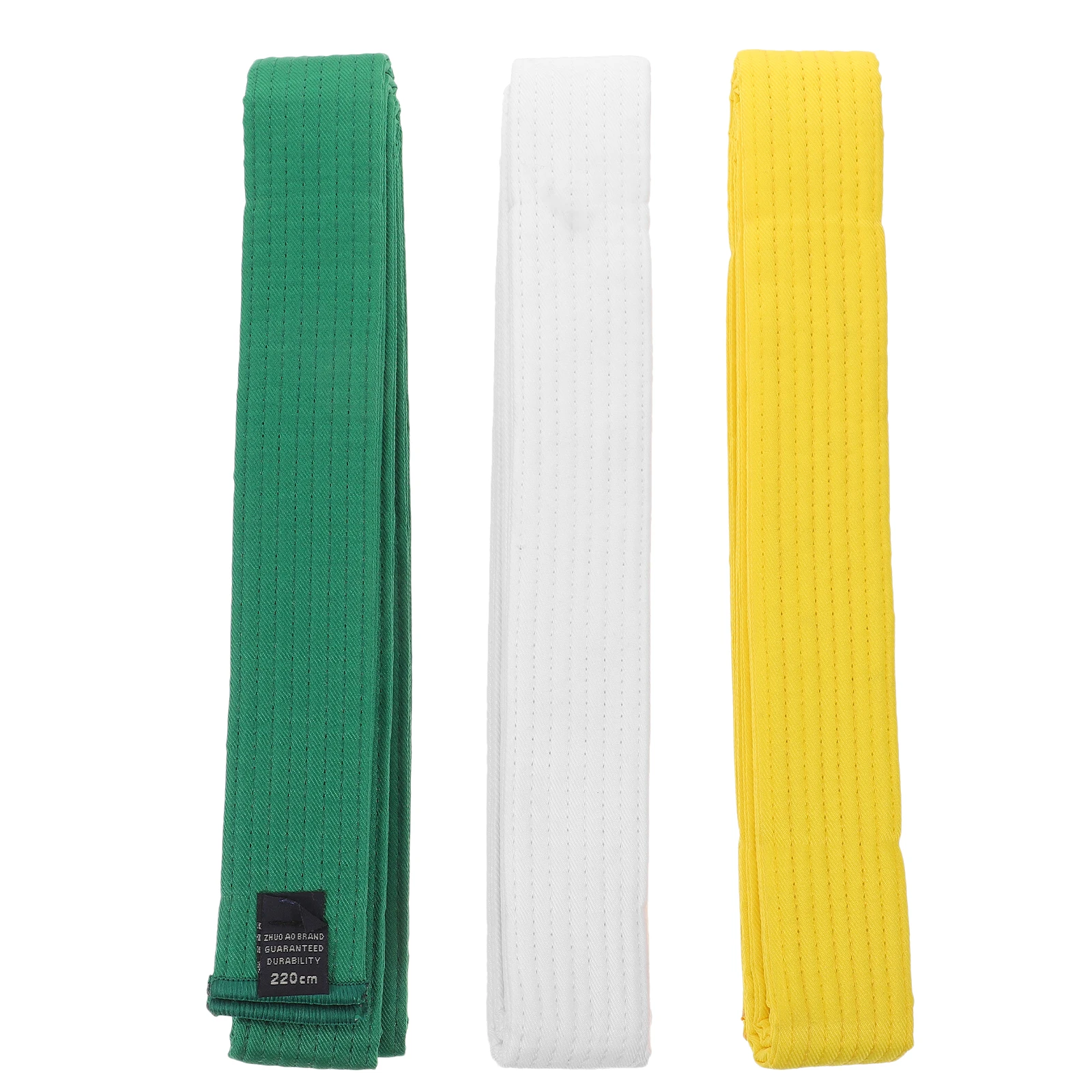 

3pcs Taekwondo Belts 220cm Cotton Martial Waistbands White Yellow Green Lightweight Durable Training Gear for Men