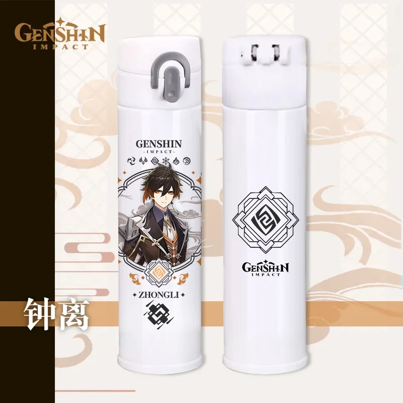 400ml Genshin Impact Thermos Water Bottles Hutao Klee Beelzebul Yae Miko Kawaii Insulated Bottles Vacuum Cup Flask Anime Gifts