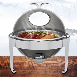 Chafing Dish Solid Buffet Golden Stainless Steel Alcohol Stove Household Commercial Removable Round Food Warmer Restaurant