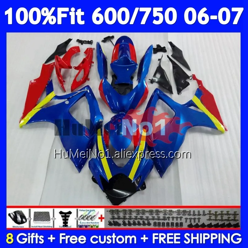 Injection Body For SUZUKI GSXR-750 GSXR 600 750 104No.94 GSXR-600 K6 750CC GSXR600 GSXR750 06 07 2006 Blue red 2007 Fairing