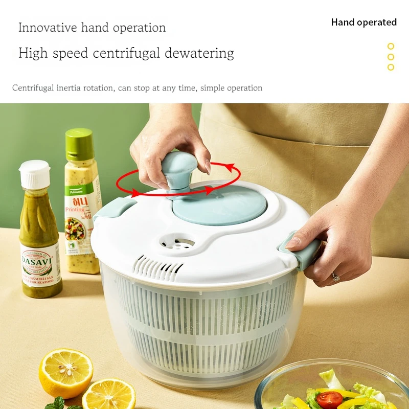 Vegetable dehydrator, fruit drain basket, spin dryer, hand cranked kitchen, creative manual salad, vegetable washing, spin basin