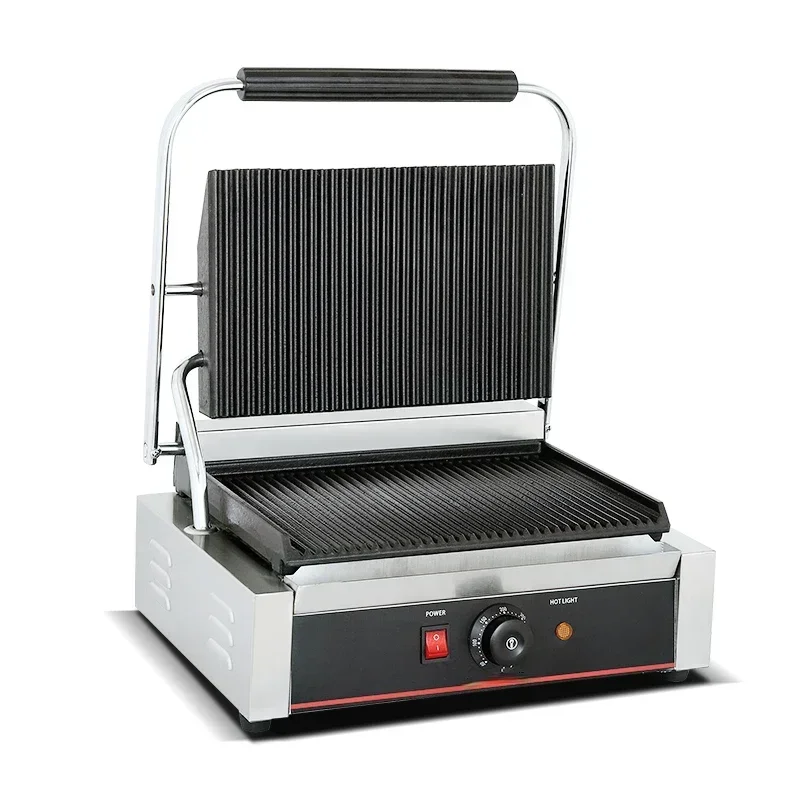 Commercial Sandwich Press Grill single Plate Food Machinery Electric Contact Grill Press Grill