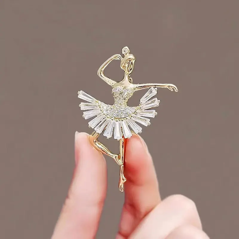 Luxury Rhinestone Dancing Girl Fairy Brooch Pin For Women Girls Crystal Butterfly Wings Brooch Wedding Bride\'s Accessories