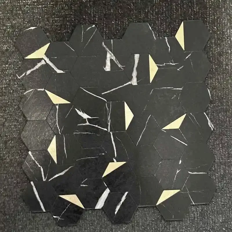 

4pcs/lot Mosaic Wall Tile Peel And Stick Self Adhesive Waterproof Aluminum composite hexagon Kitchen Bath Tile Backsplash 118