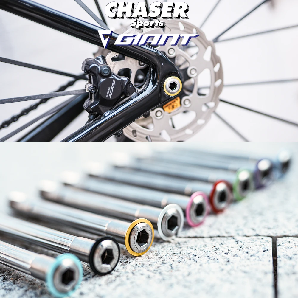 Chaser-Juego de ruedas de aleación de titanio para bicicleta, eje pasante superligero, 34g, eje delantero de titanio de 117mm para frenos de disco GIANT TCR PP SL