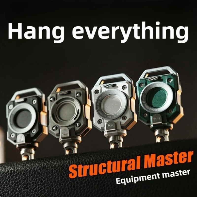 Magnetic Retractable Heavy Duty Pull Reel Carabiner Aluminum Alloy Wire Rope Buckle Spring Key Ring Outdoor Sporty Keychain Tool