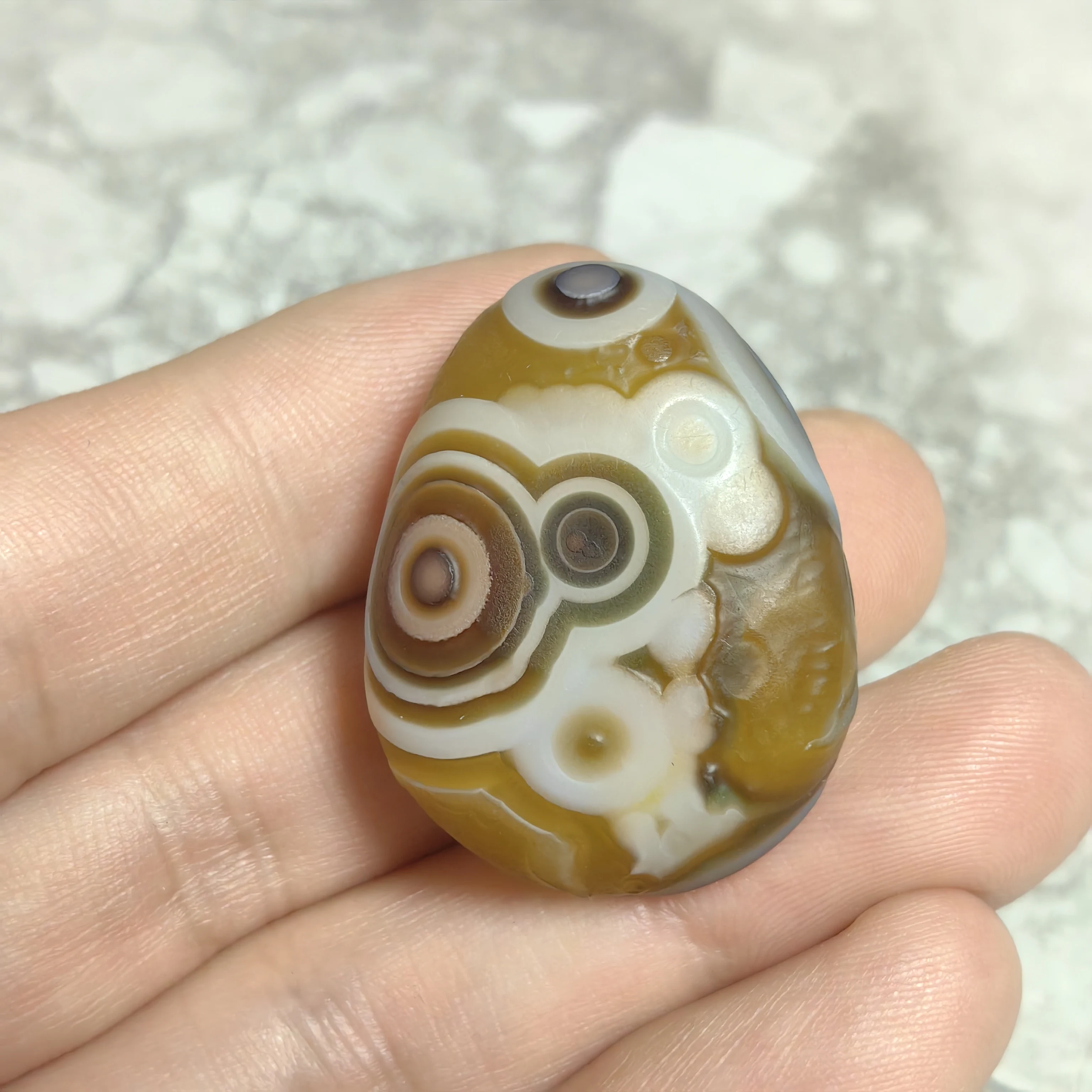 Pure Natural Divine Eye Agate Palm Stones Good Luck  Reiki Infusd Meditation Stress Relief Against Negativity Energy Jewelry DIY