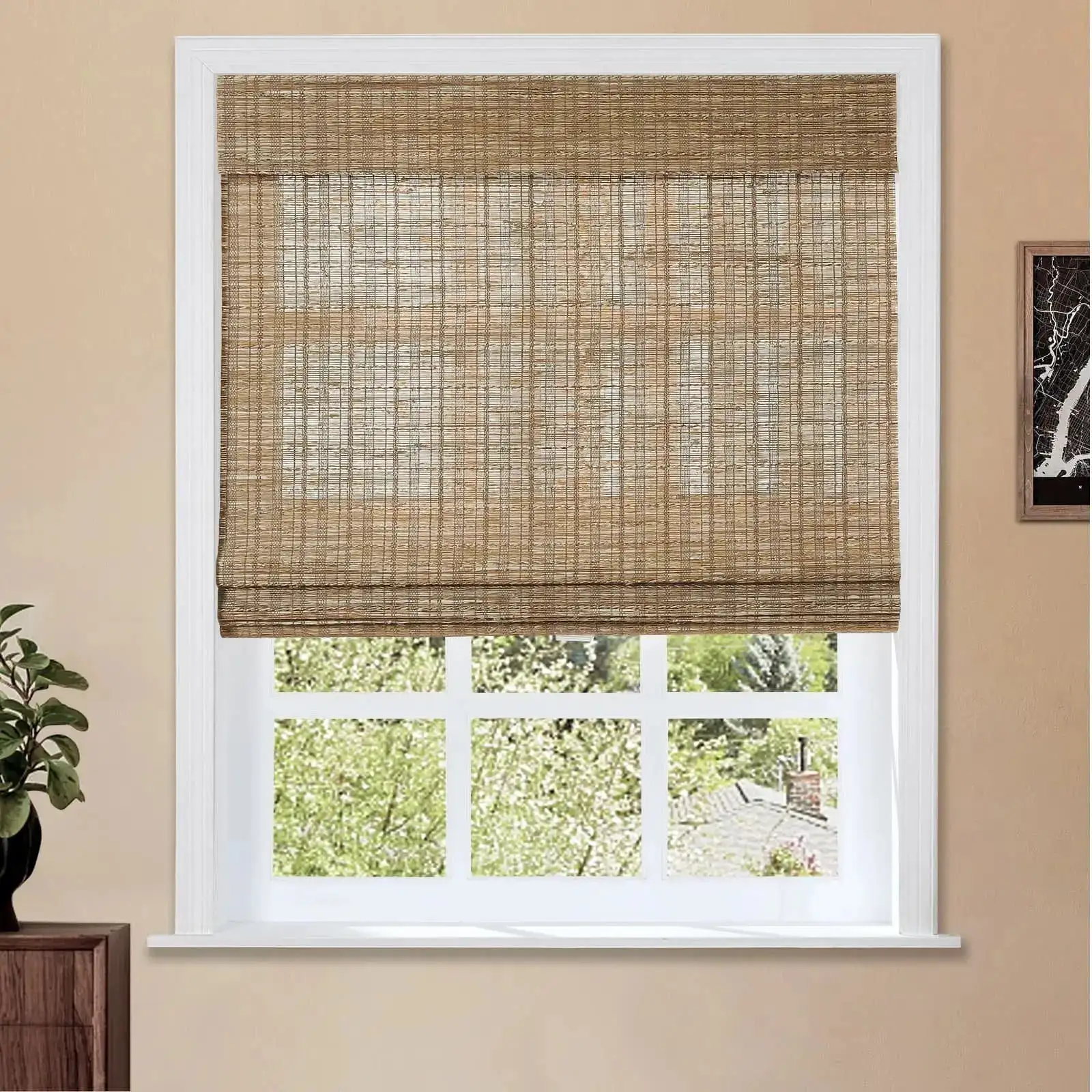 

High Quality Bamboo Jute Woven Sun-Shading Vertical Blinds Custom-Made Art Deco Design Waterproof Home Office Hotel Restaurant