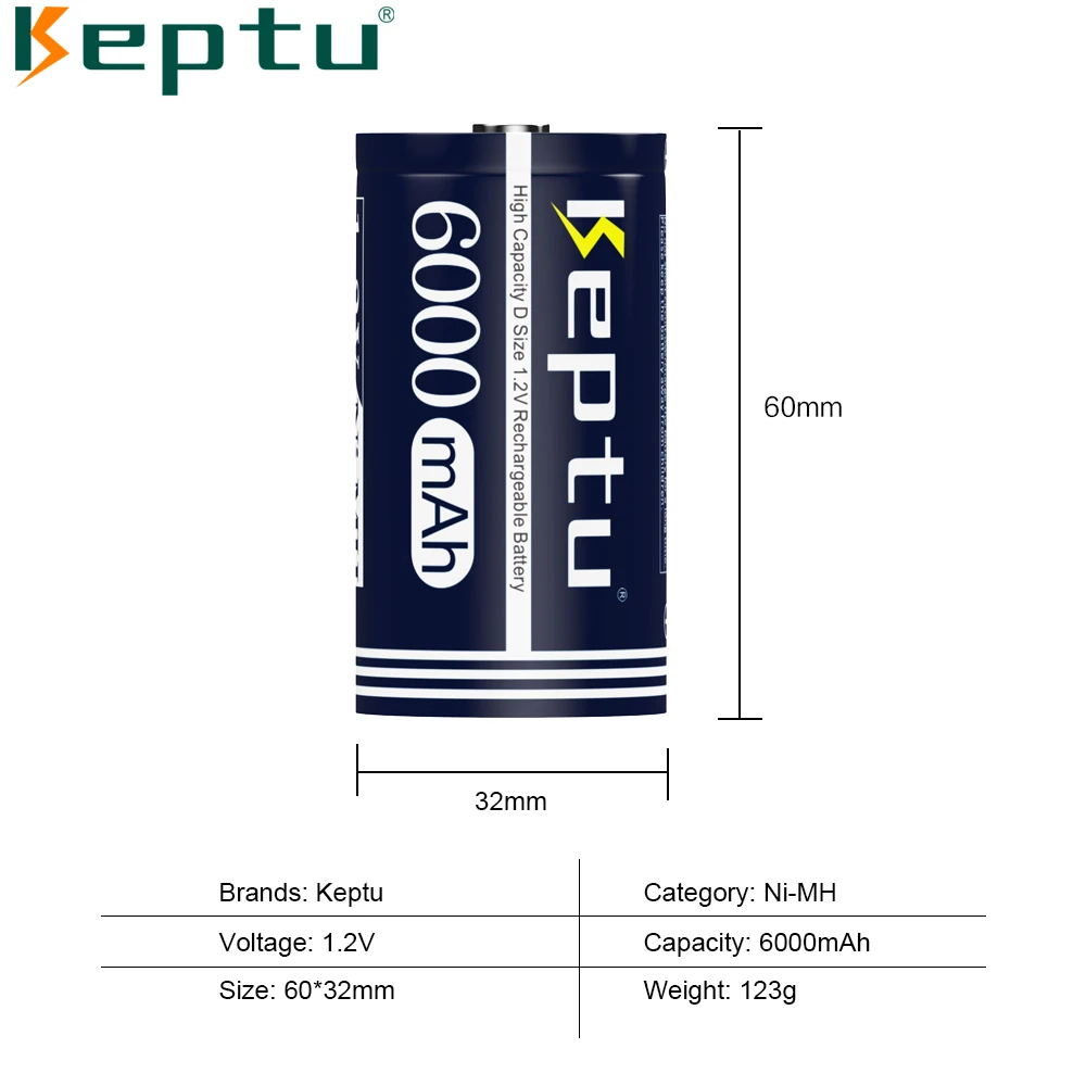 Akumulator Keptu D size LR20 1.2V NI-MH typu D 6000mAh akumulatory D R20 + inteligentna ładowarka LCD