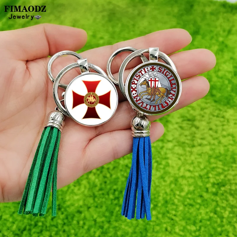 سلسلة مفاتيح فرسان كلاسيكية سلسلة مفاتيح مزودة بشراشيب حقيبة مفاتيح متدلية مع شعار الماسونية الماسونية رمزًا للزجاج مناسبة للرجال والنساء #1