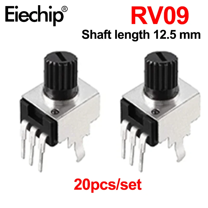 

20PCS RV09 Vertical 12.5mm Shaft 1K 2K 5K 10K 20K 50K 100K 1M 0932 Adjustable Resistor 3Pin Seal Rotary Potentiometer