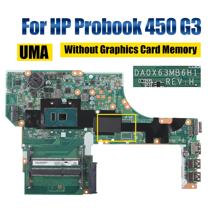 Imagem -03 - Placa-mãe Portátil para hp Probook 450 470 g3 Da0x63mb6h1 Pentium 3855u i3 i5 i7 6ª Geração Gpu 2g 830931601