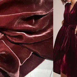 Tela de terciopelo Real de seda de morera para vestido Cheongsam, tela de terciopelo dorado, 140cm x 100cm