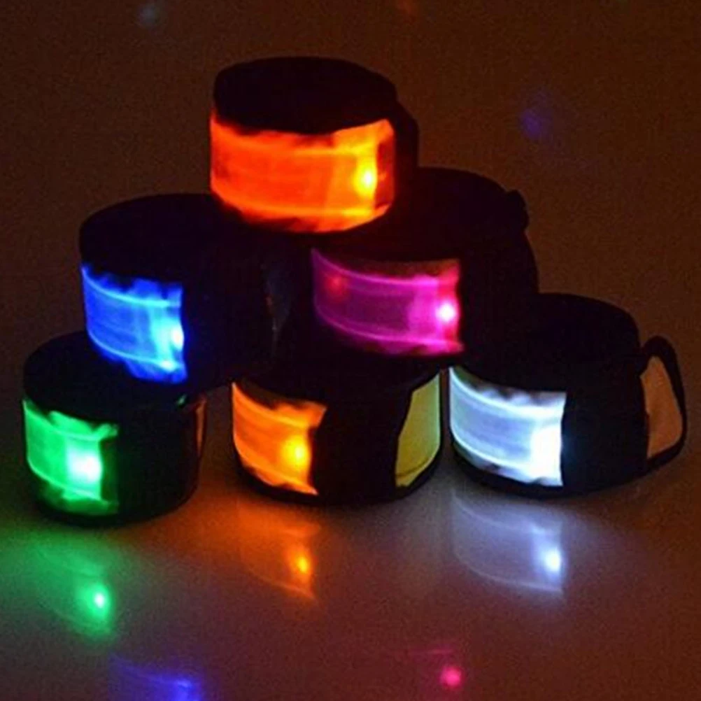 

4pcs Led Glow Slap Bracelets Outdoor Wristbands For Night Running Safety Bright Snap Bangle s Adults Christmas Party Event