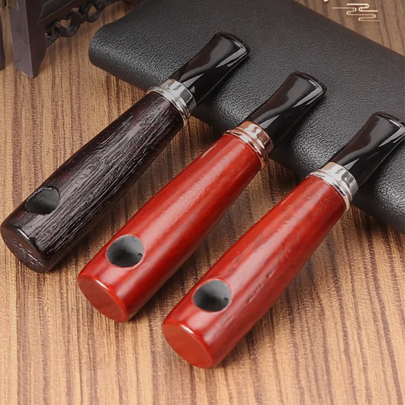 1piece tobacco pipe portable DIY 9mm flue Straight handle solid wood pipe cigar accessory smoking gift