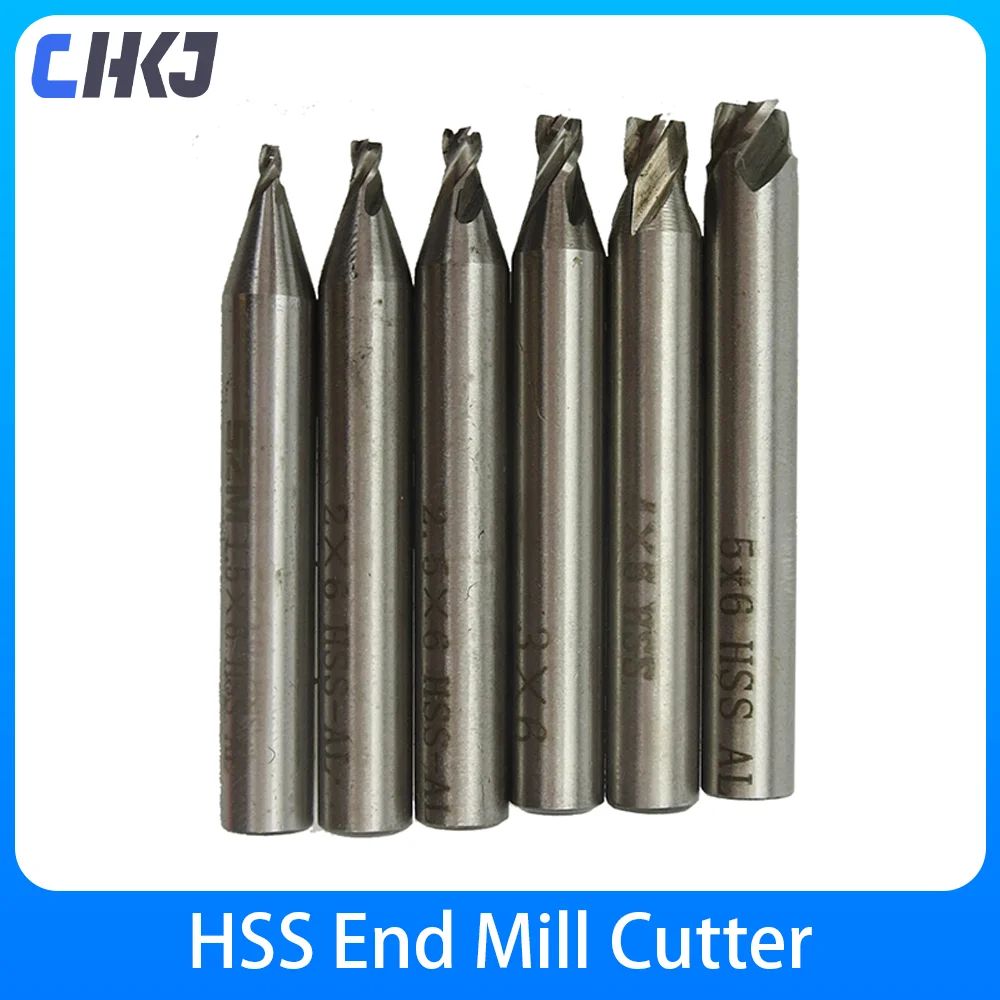 CHKJ HSS End Mill Straight Shank 4 Flutes High Speed Steel Locksmith Milling Cutter Router Drill Bit  1/1.2/1.5/2/2.5/3/4/5mm