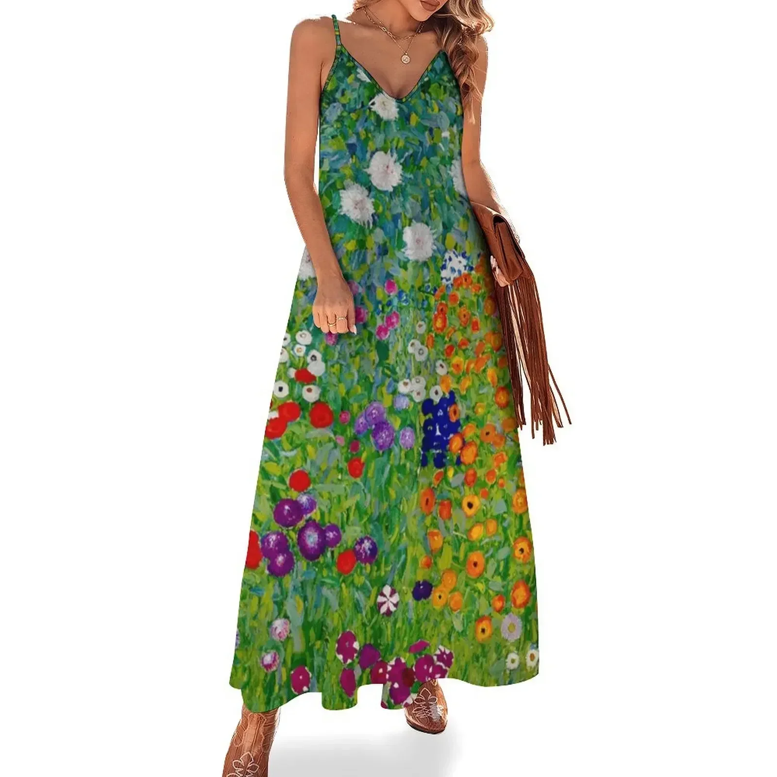 Flower Garden/ Blumengarten - Gustav Klimt Art Nouveau Floral Sleeveless Dress womens dress summer dresses Dress