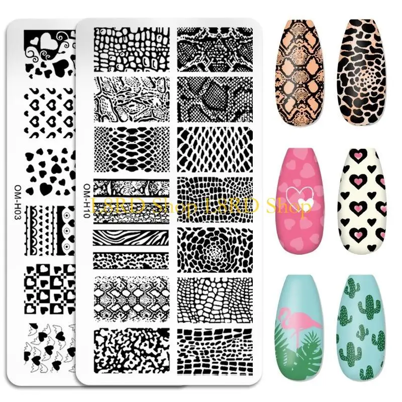 L8RD Art Stamping Plate Valentines Stamp Template Flower for Butterfly Vine Leaf Snake Pattern Art Design Temp