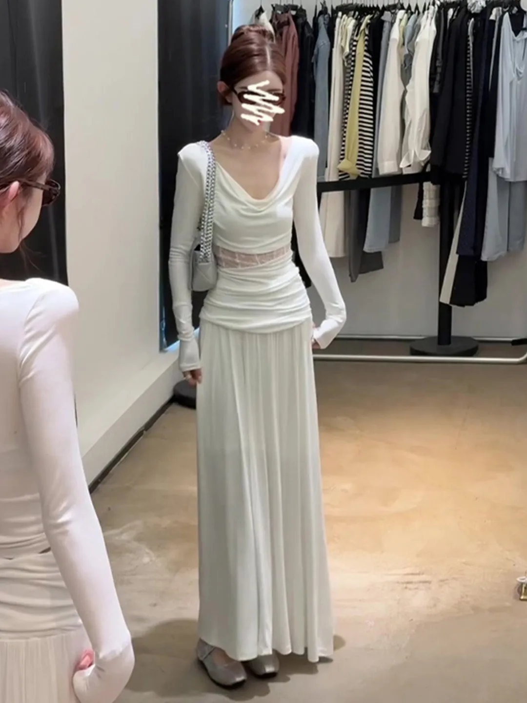 

Длинная юбка-платье Pure Desire с вырезами на плечах, облегающая, для коррекции фигуры, осенне-зимняя, с эффектом утягивания талии