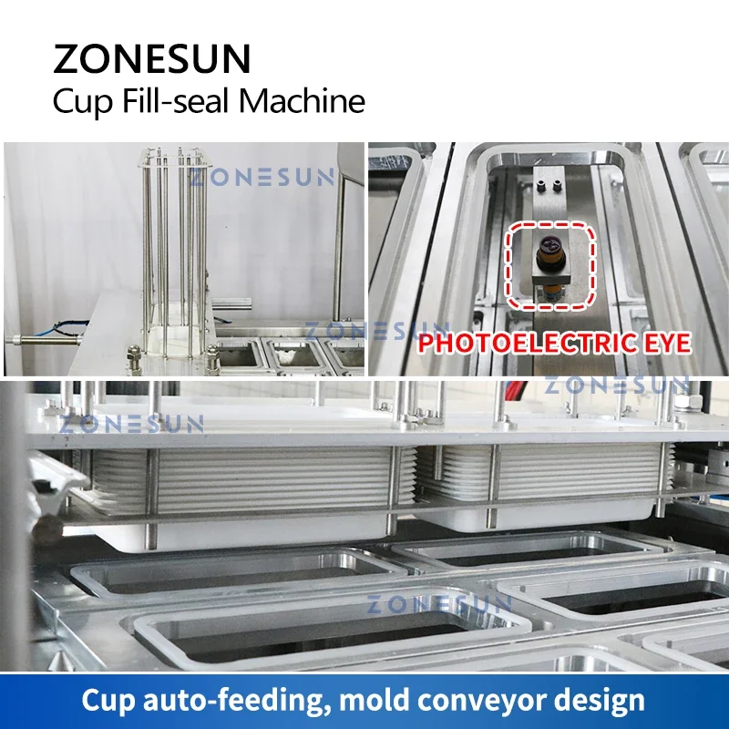 ZONESUN ZS-AFS01 Automatic Cup Filling and Sealing Machine Paraffin Wax Liquid Heating Jelly Piston Pump Food Packaging