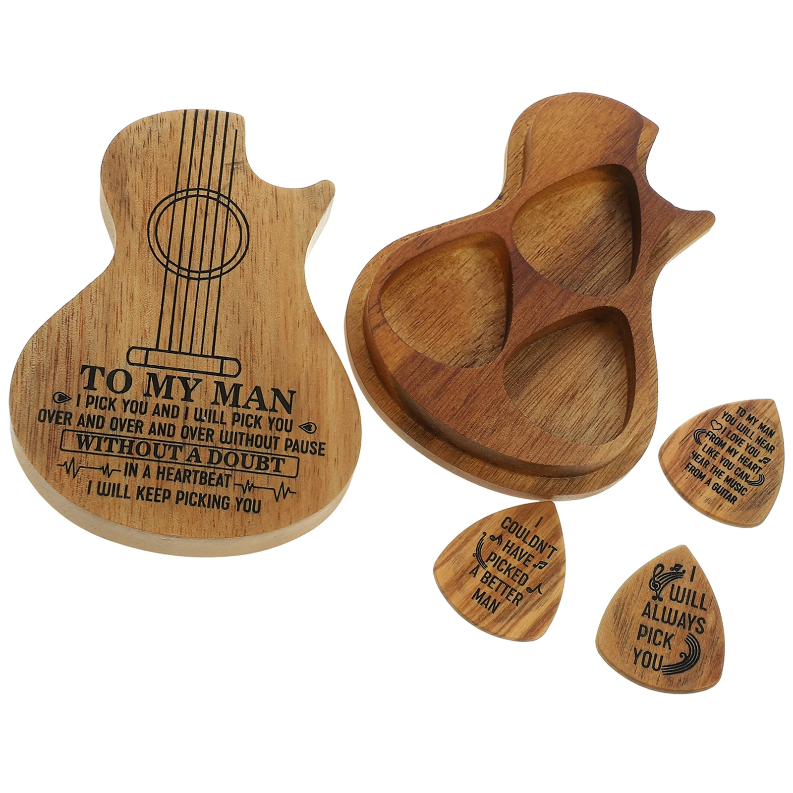 

Set Guitar Display Case Plectrum Holder Collection Wooden Acoustic Storage Base Solid Picks