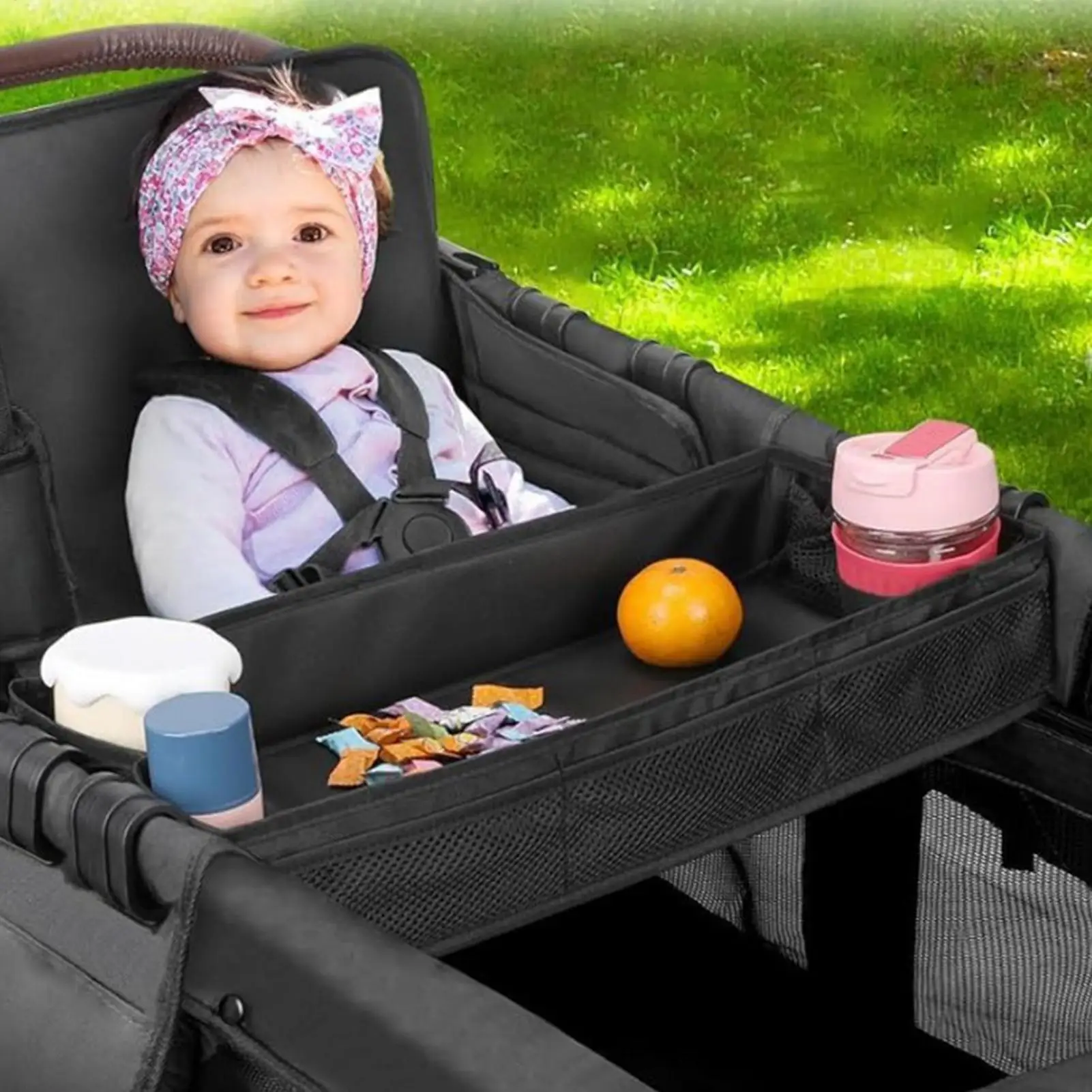 Stroller Snack Holder Tray Oxford Cloth Stroller Caddy Organizer Caddy Organizer Stroller Bag Organizer Stroller Snack Tray - view 2