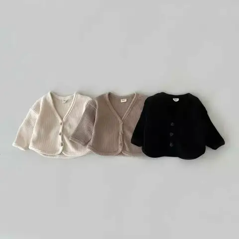 MILANCEL 용수철 아기 와플 블라우스, 싱글 브레스트, 남아 가디건, 유아 셔츠