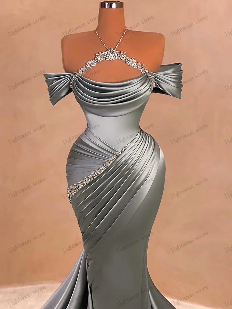 Vintage Evening Dresses Satin Prom Dress Beading Appliques Sleeveless Backless Robes Glamorous Vestidos De Gala Customized 2025