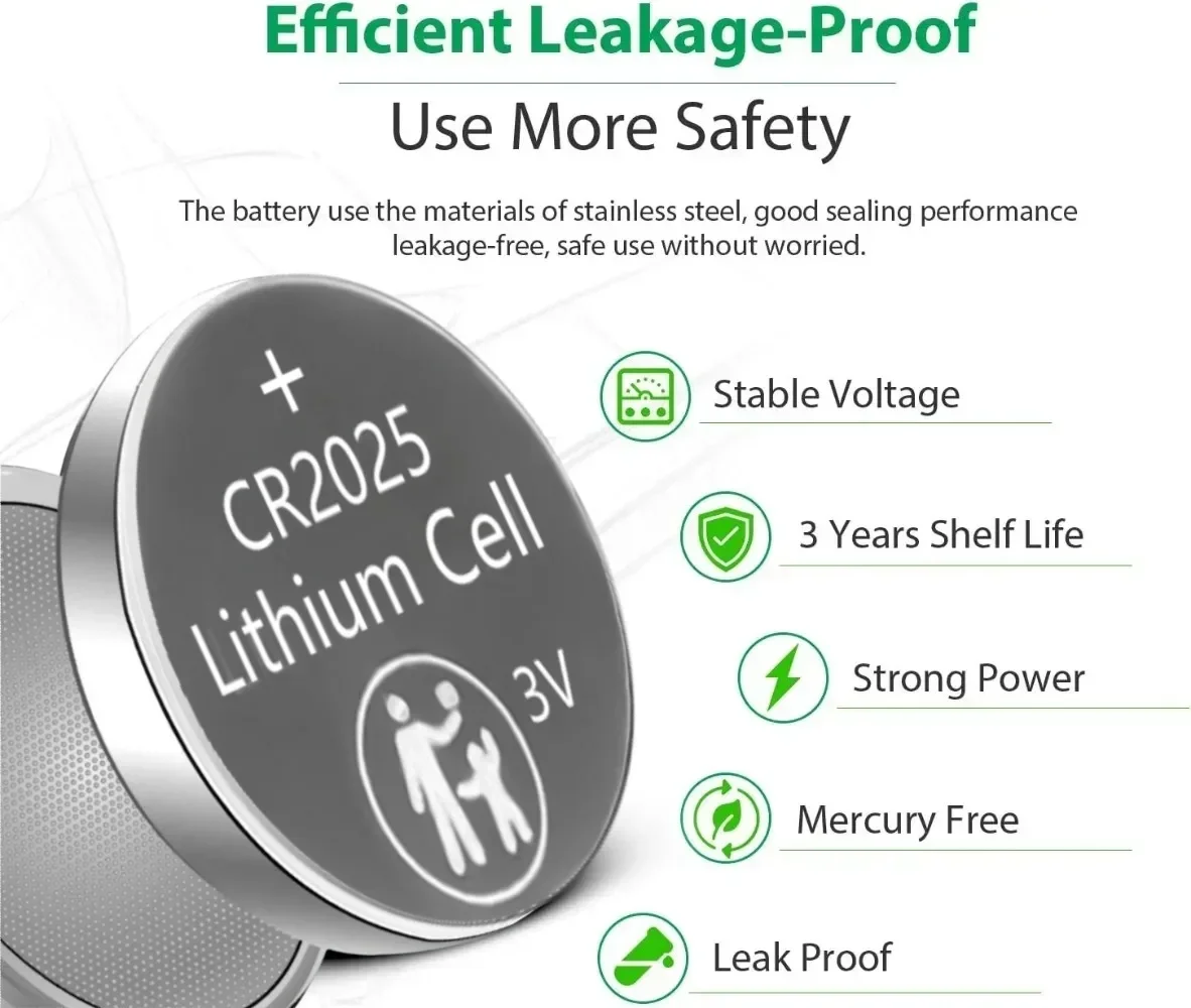 

Bulk Pack 2-50PCS 3V CR2025 Lithium Button Batteries CR2025 DL2025 BR2025 5003LC LM2025 Coin Cell Watch Batteries for Toys Clock