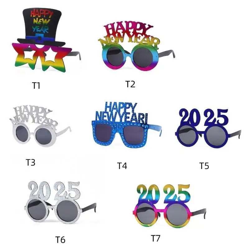 

A52E Trendy 2025 New Year Glasses Holiday Parties Glasses Frames Christmas Eyewear for Costume Accessory