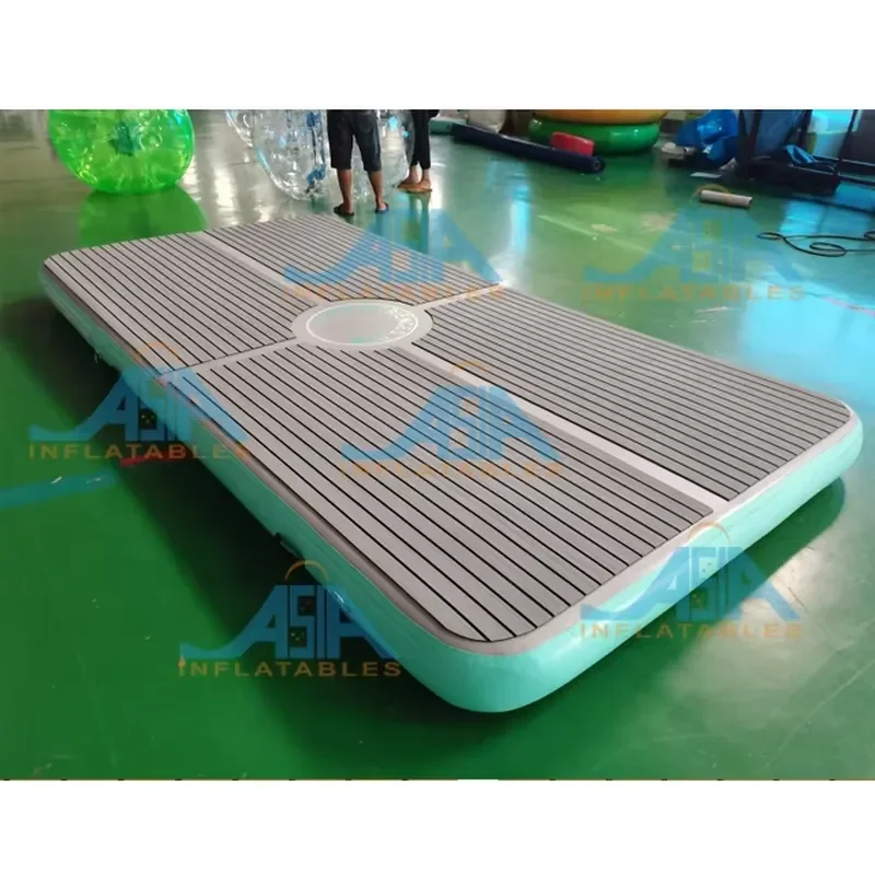 Drop Stitch Sunbathing Teak Foam Deck Pad Floating Swim Air Raft Yacht Jet Ski Dock Inflatable Leisure Platform