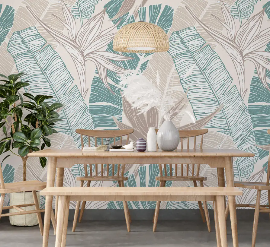 

Custom Photo Wallpaper Abstract Southeast Asian Leaf Plant and Flower mural Living Room Sofa Modern Wall Painting Home Decor