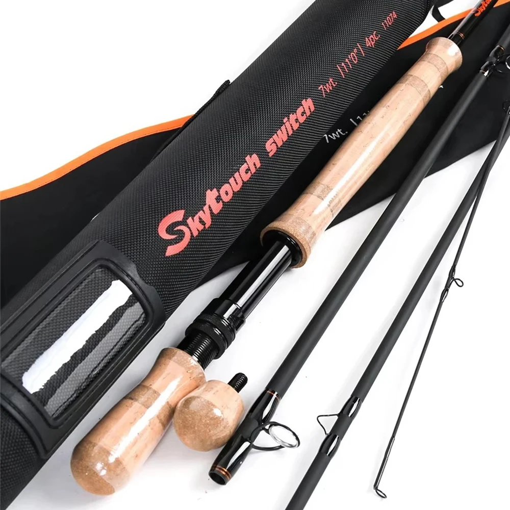 TXBUNBOF  SkyTouch 6-9wt Switch & Spey Fly Rod IM10 30T+40T Carbon Fiber Fast Action Fly Fishing Rod With Hard Rod Tube