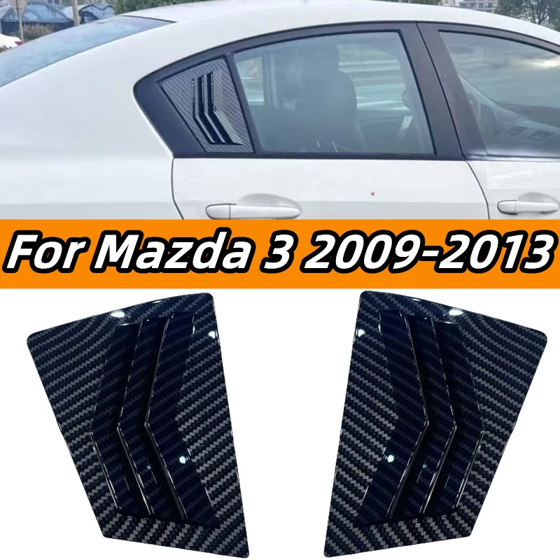 

Pair Car Rear Window Quarter Louver Shutter Covers For Mazda 3 2009-2013 Trim Sticker Vent Scoop ABS Carbon Car Accessories