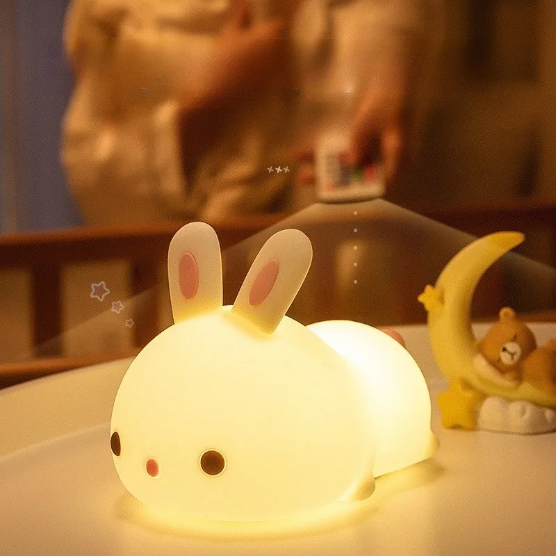 

Перезаряжаемый силиконовый светильник Papa Rabbit, прикроватный детский светильник для защиты глаз и атмосфера грудного вскармливания, ночник