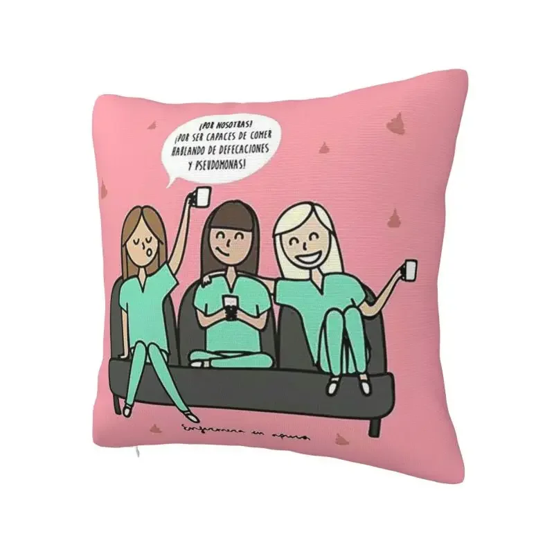 Doctors Nurse Enfermera Pillow Case 40x40cm Decor Home Nordic Nursing Outdoor Cushions Square Pillowcase