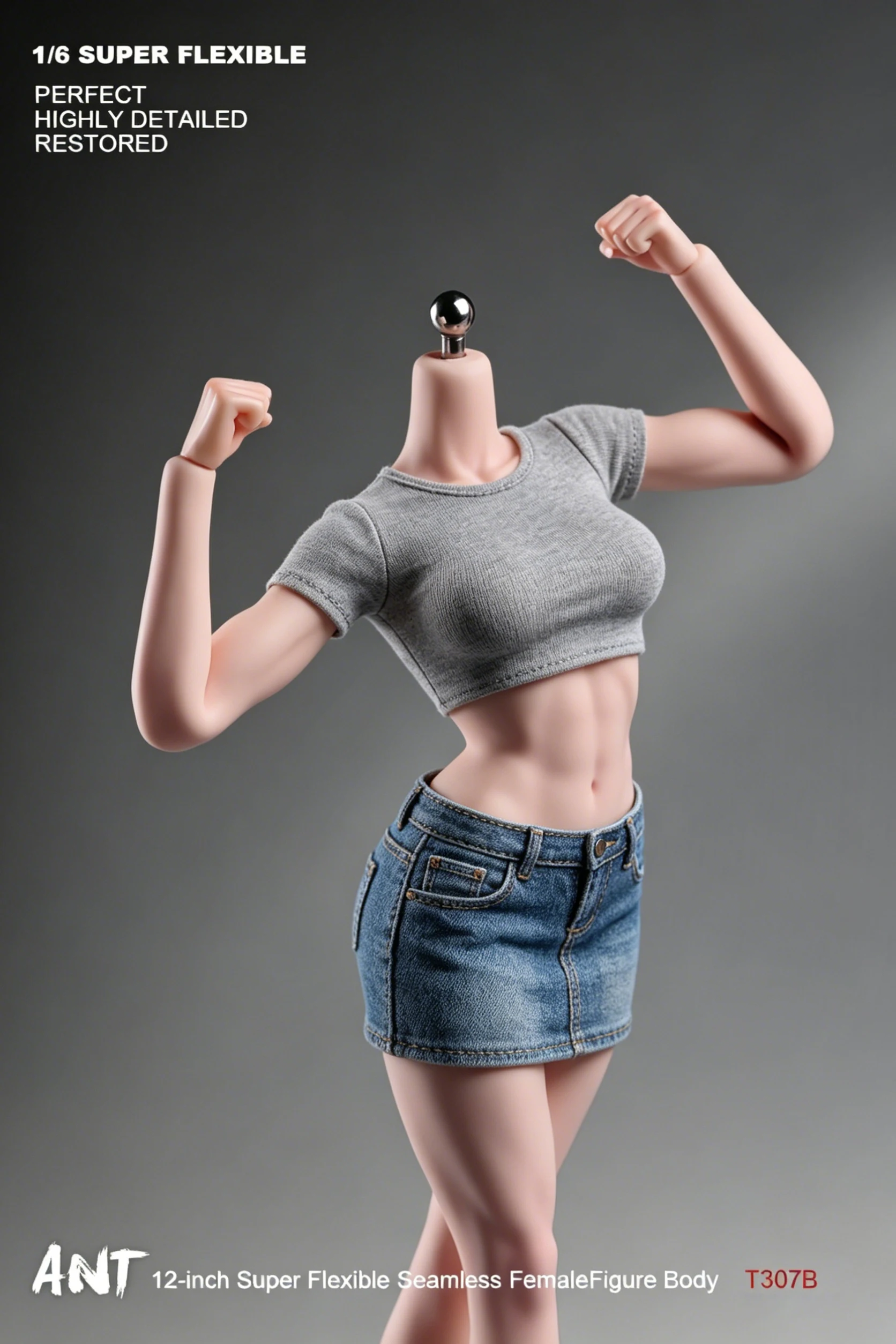 T307 T303 T302 AB001 1/6 Maßstab Weiblicher Körper mit Großen Brüsten Nahtloser Körper 12'' Super Flexibler Actionfigur-Körper Puppenmodell Spielzeug – Detail 23