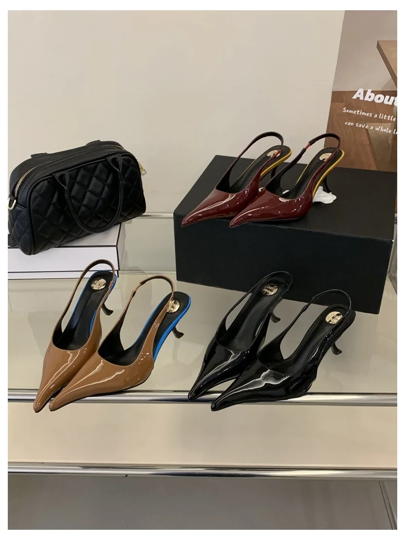 2026 SPring New Brand Pointed Toe Slingback Sandal Thin Heel Pumps Shallow Slip On Ladies Elegant Sandal Fashion Pumps For Party