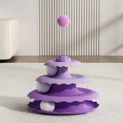 Juguete giratorio interactivo para gatos con 3 niveles y 3 bolas
