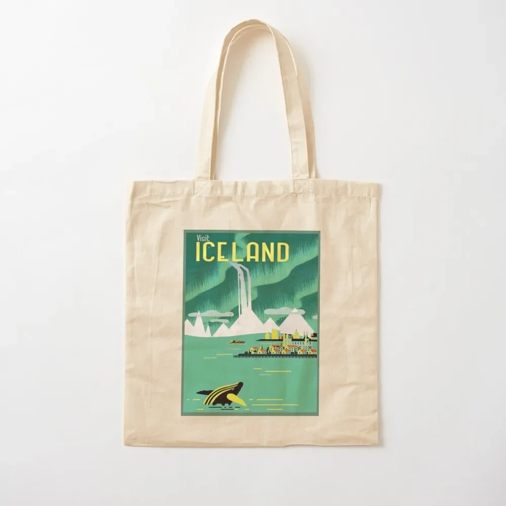 ICELAND : Vintage Travel and Tourism Advertising Print Tote Bag Lady bag Canvas Woman shopper bag